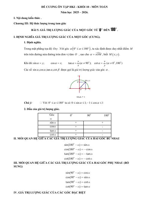 Đề cương cuối kỳ 1 Toán 10 năm 2025 – 2026 trường THPT Đức Trọng – Lâm Đồng